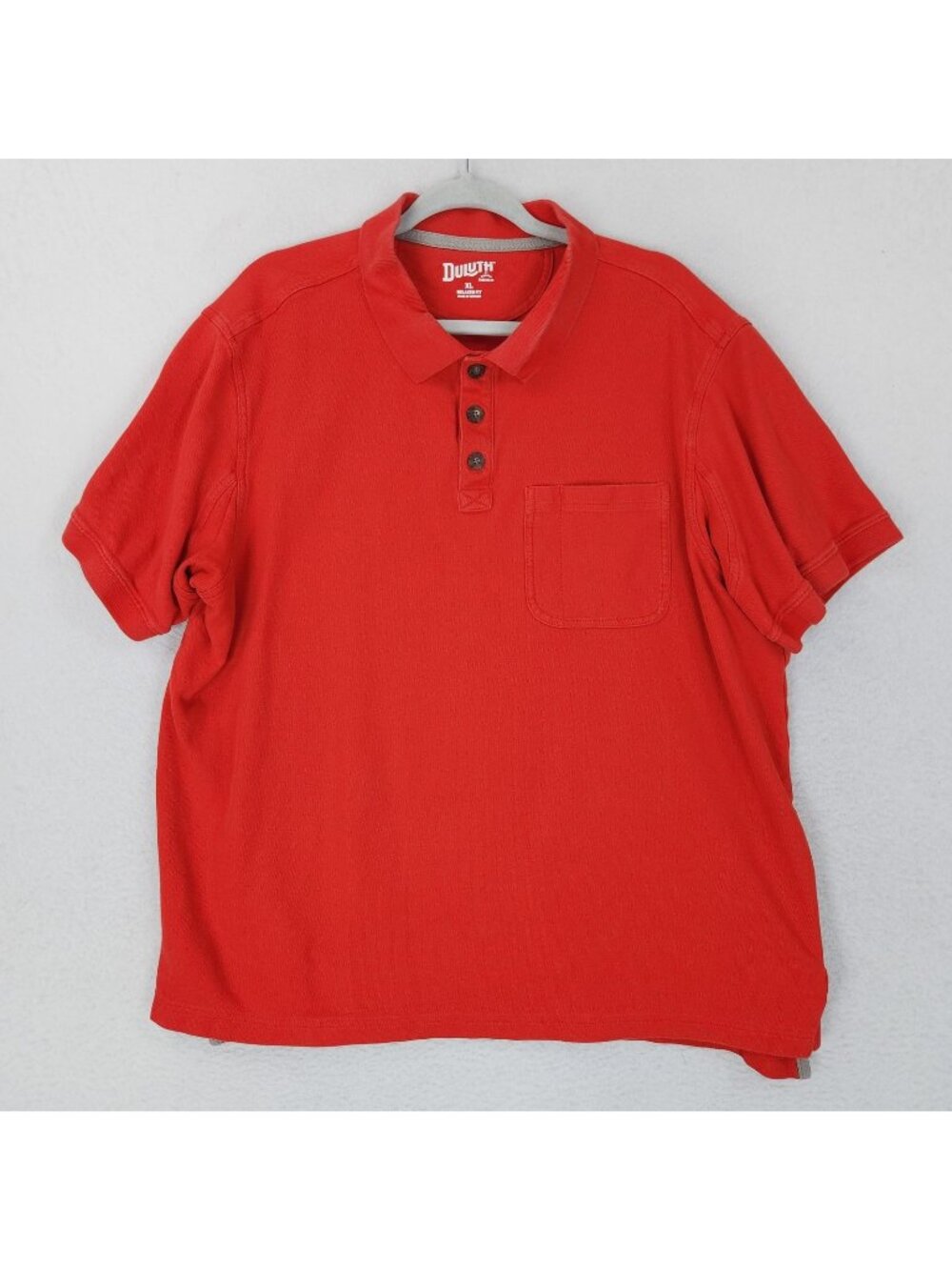 Duluth Trading Shirt Mens XL Red Short Sleeve Relaxed Fit Cotton Knit Polo